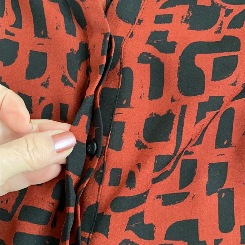 Apt 9 button up rust and black blouse - Picture 8 of 13